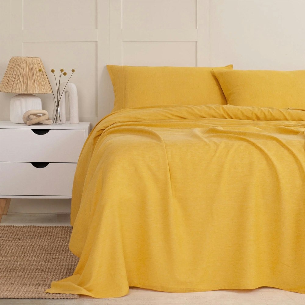 Royal Comfort Ultra Soft Linen Blend Sheet Set Mustard Gold