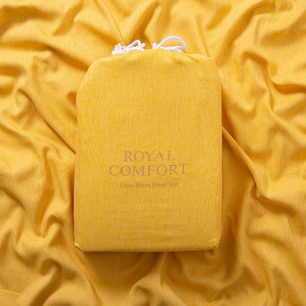 Royal Comfort Ultra Soft Linen Blend Sheet Set Mustard Gold