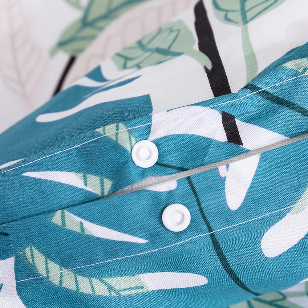 Dreamaker Cotton Printed Natural Quilt Cover Set Button