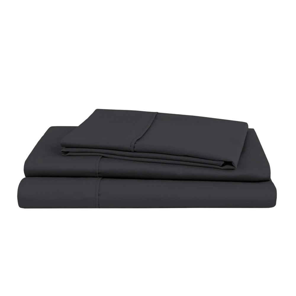 Natural Home Organic Cotton Sheet Set Charcoal Folded
