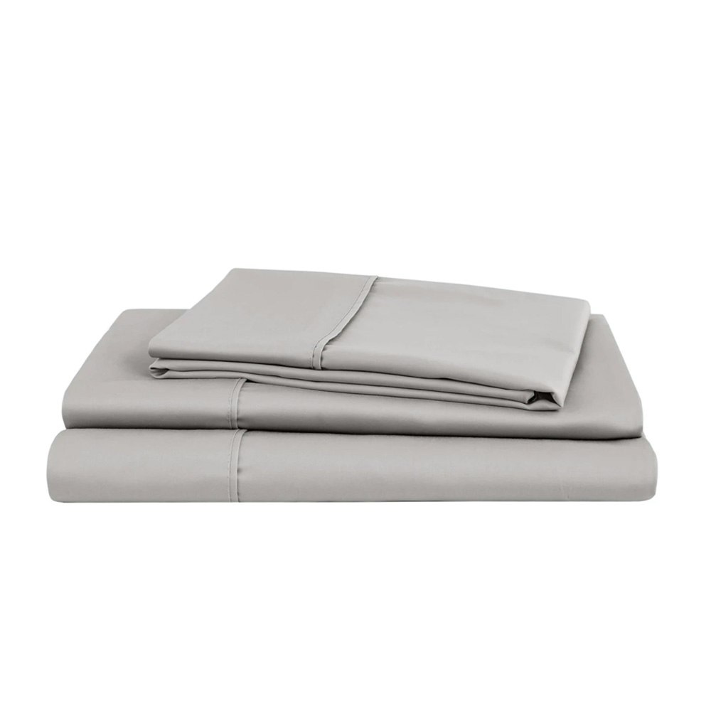Natural Home Organic Cotton Sheet Set Dove Grey Folded