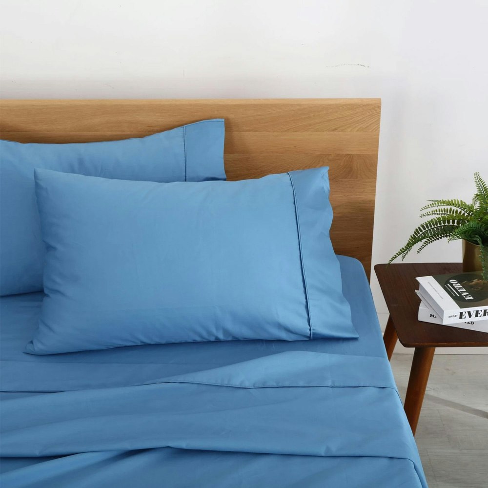 Natural Home Organic Cotton Sheet Set Niagra Blue