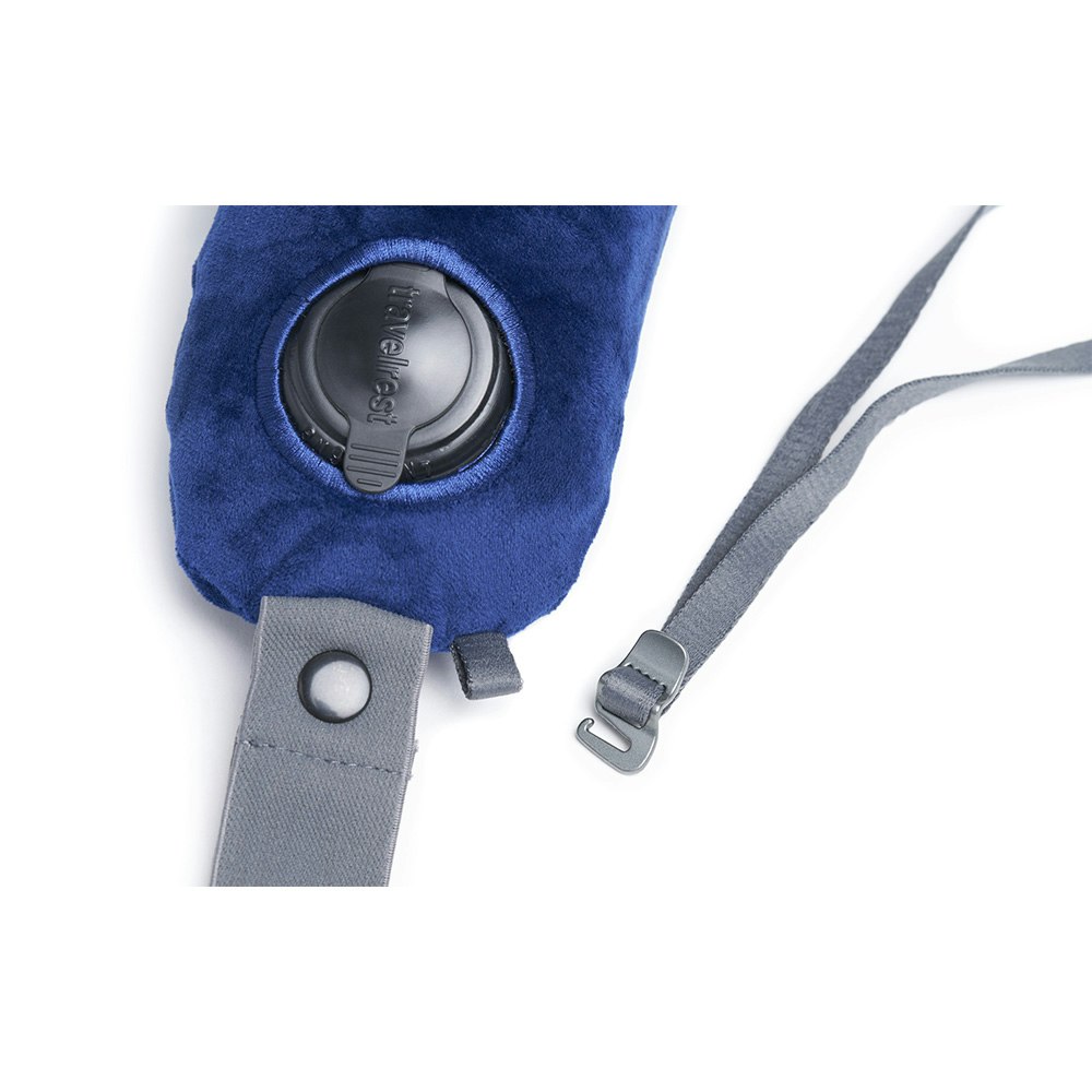 Travelrest All In One Ultimate Travel Pillow Valve Hook and Close Up navy