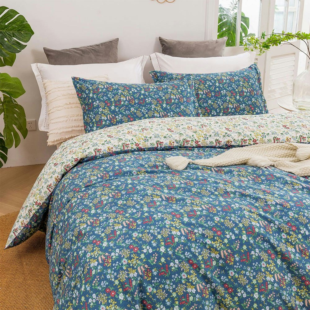 Dreamaker Olivia Floral 100% Cotton Reversible Quilt Cover Set 4