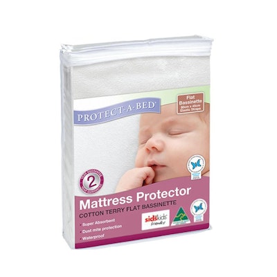 Protect A Bed Cotton Terry Bassinet Mattress Protector with Elastic Straps