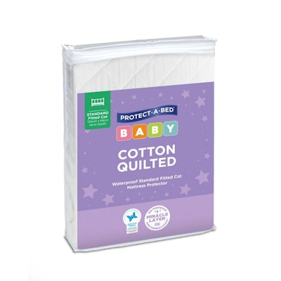 Protect A Bed Cotton Quilted Fitted Cot Mattress Protector - Standard