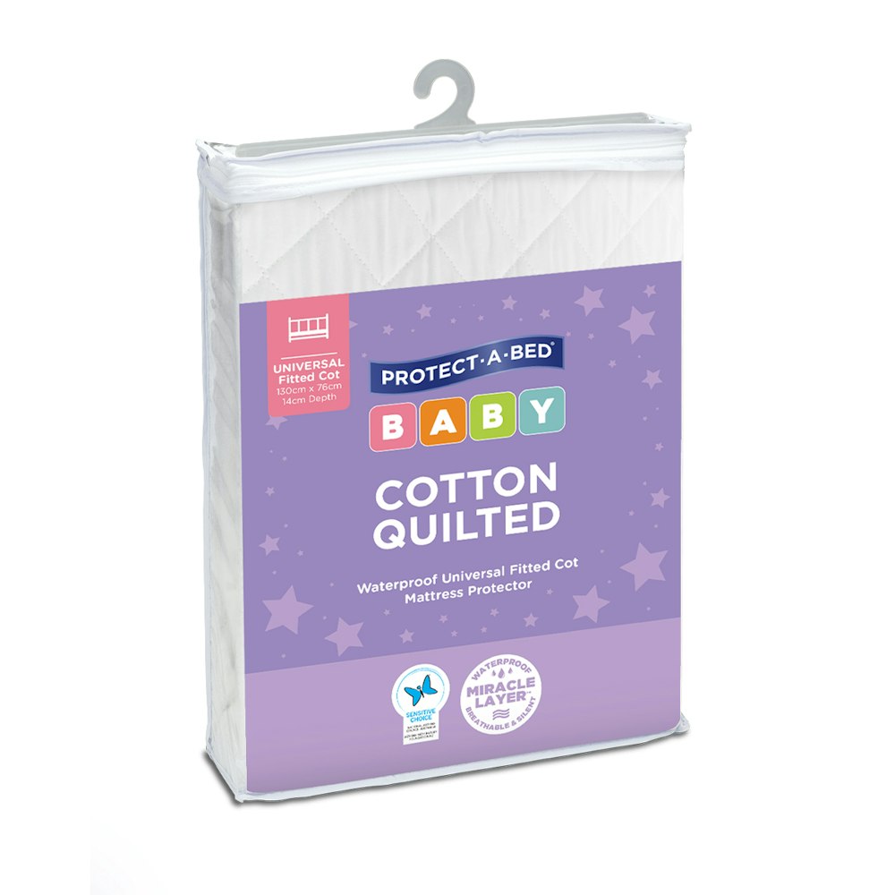 Protect A Bed Cotton Quilted Fitted Cot Mattress Protector - Universal