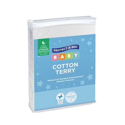Protect A Bed Cotton Terry Fitted Bassinet Mattress Protector - Standard