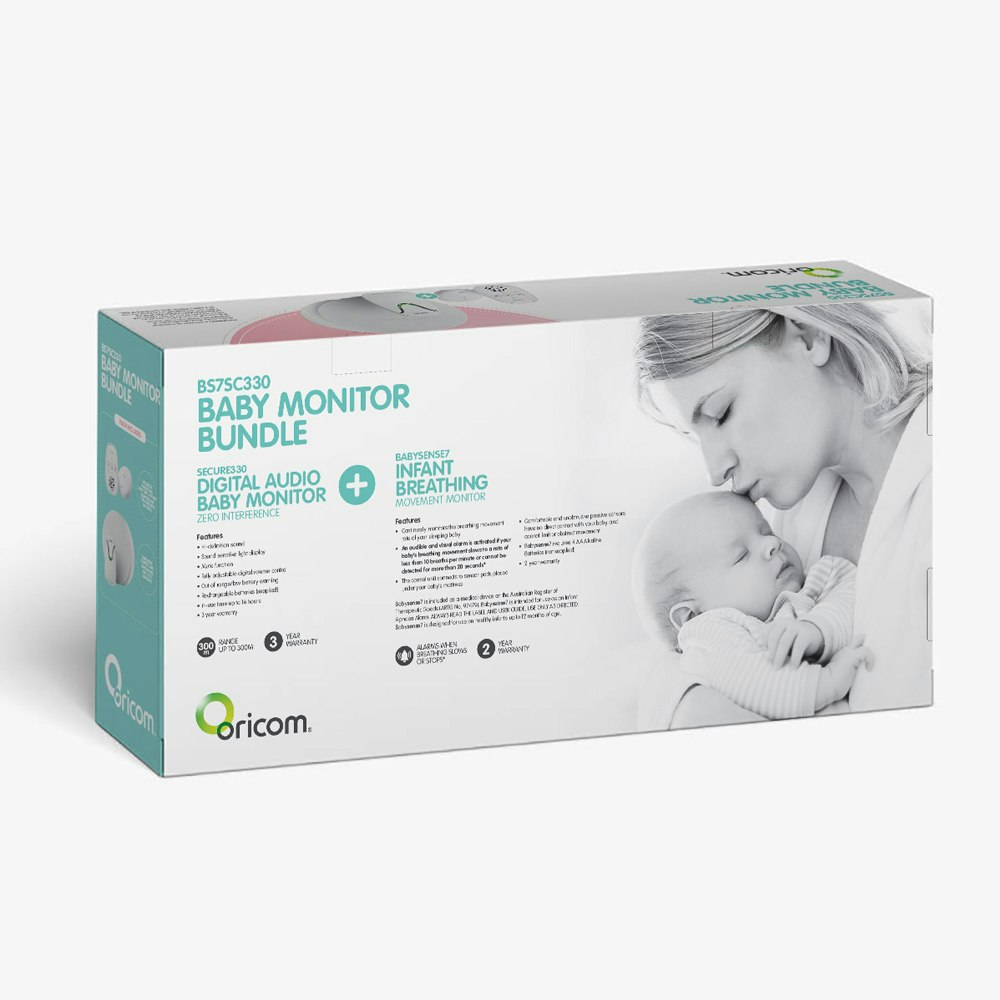 Oricom Babysense7 and Secure330 Baby Monitor Value Pack Packaging