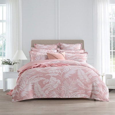 Renee Taylor Palm Tree Jacquard Quilt Cover Set Clay