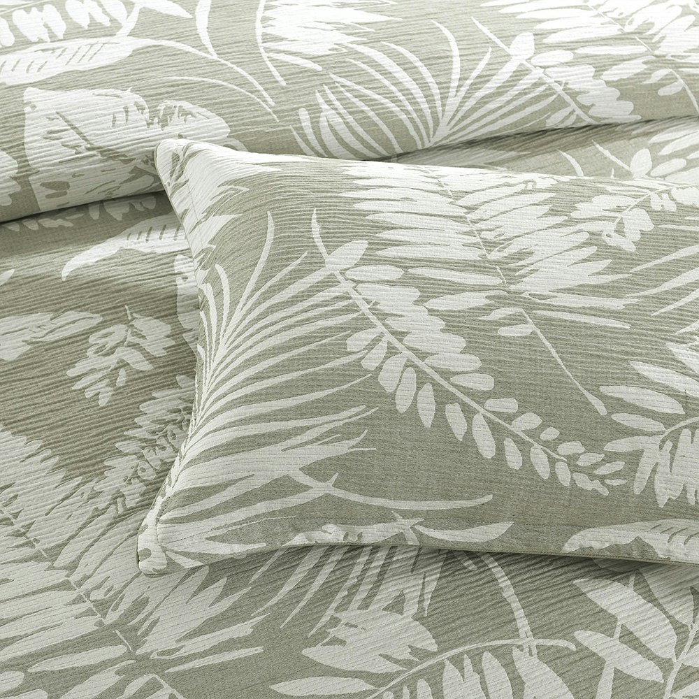 Renee Taylor Palm Tree Jacquard Quilt Cover Set Sage Green 5