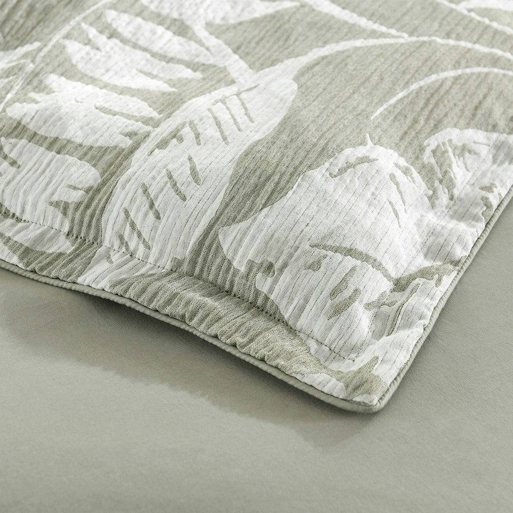 Renee Taylor Palm Tree Jacquard Quilt Cover Set Sage Green 6