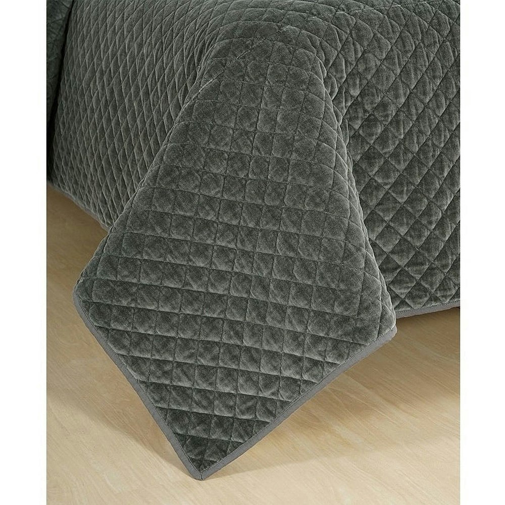 Park Avenue Amalia Cotton Velvet Quilted Comforter Set Diamond Pattern Design