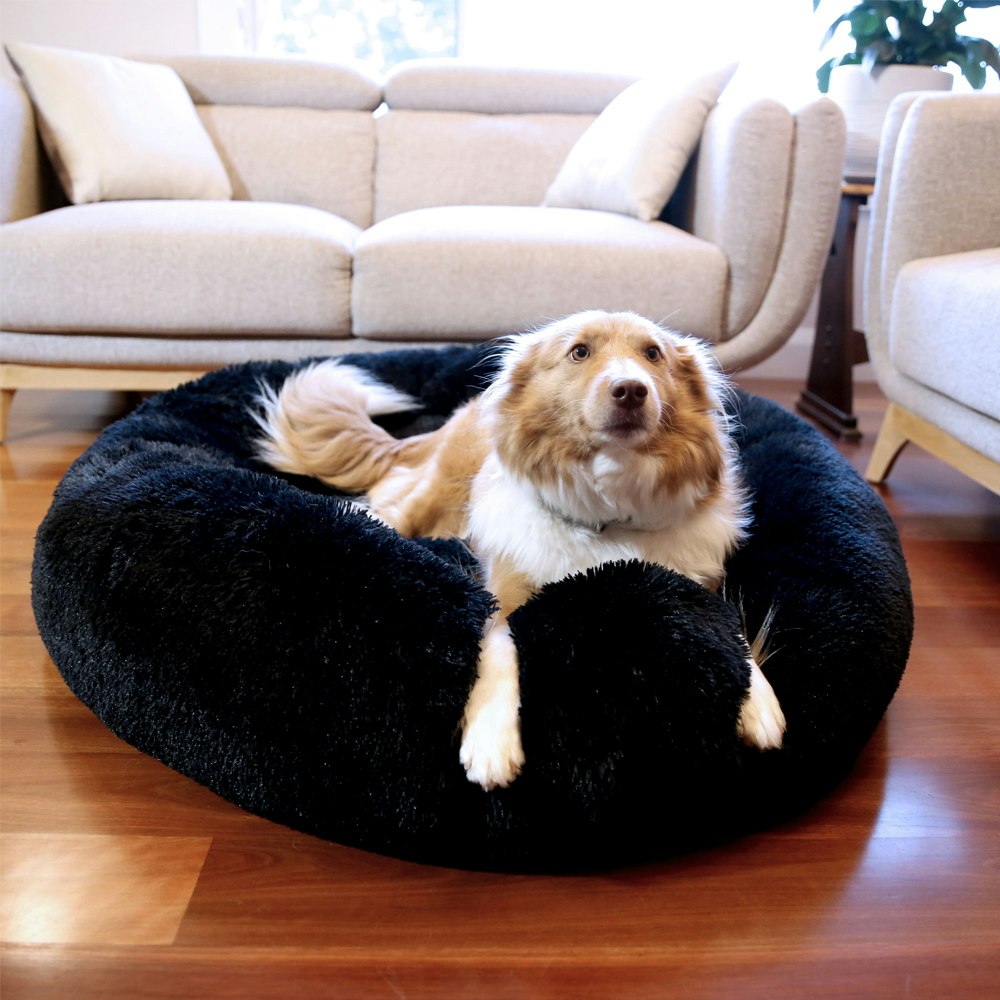 Paw Paws Non Slip Plush Faux Fur Pet Donut Bed