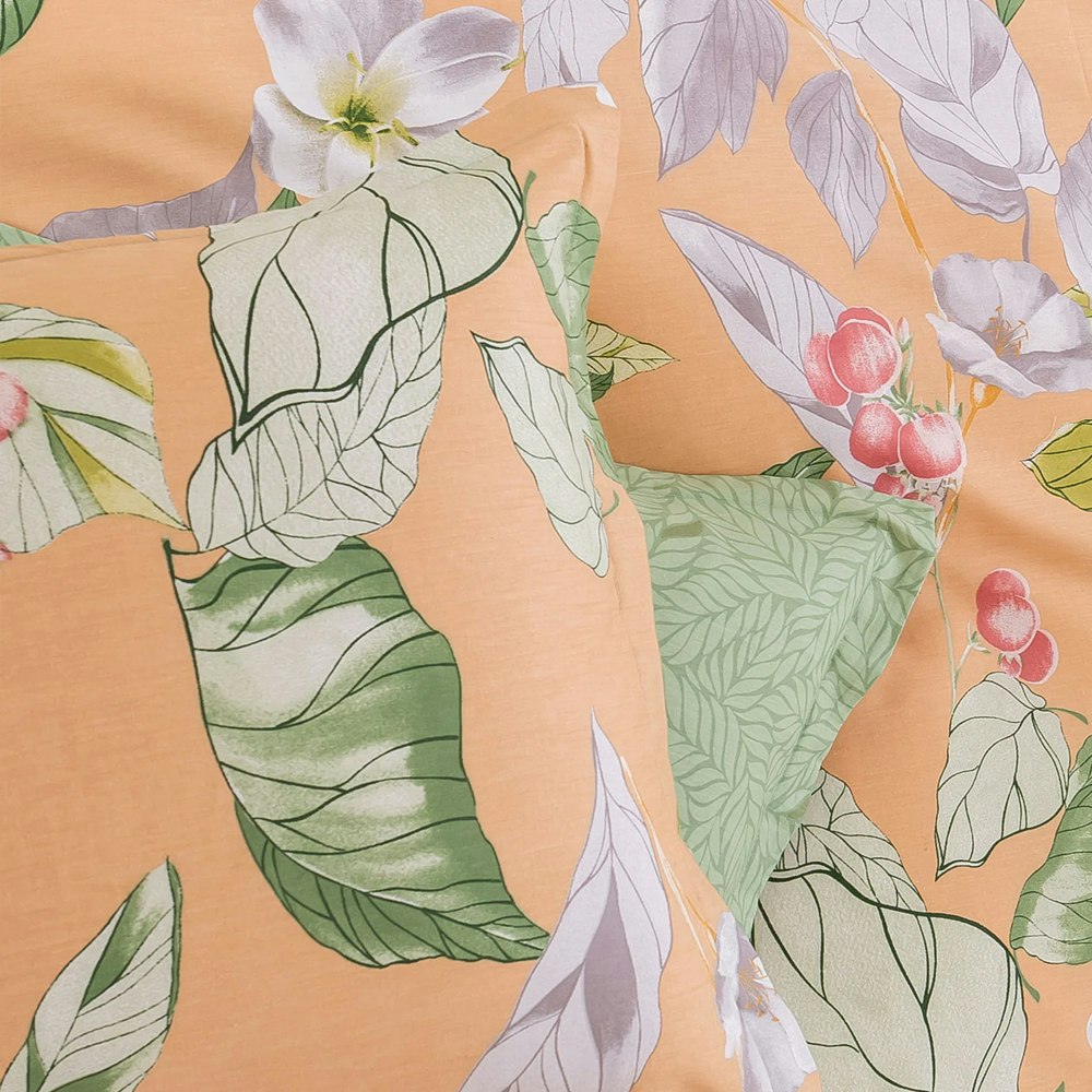 Dreamaker Peach Lily 100% Cotton Reversible Quilt Cover Set
