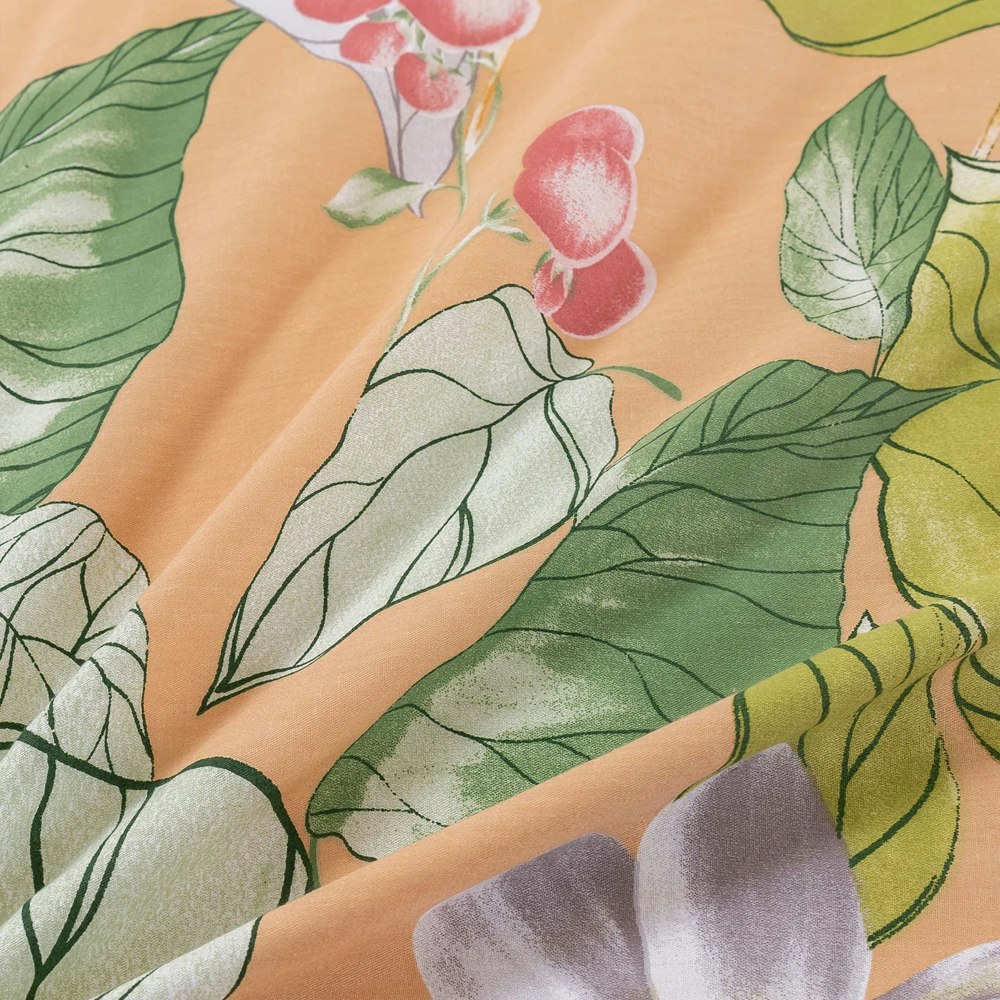 Dreamaker Peach Lily 100% Cotton Reversible Quilt Cover Set