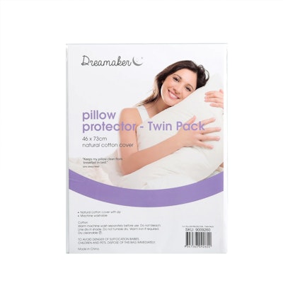 Dreamaker 100% Cotton Standard Twin Pack Pillow Protector