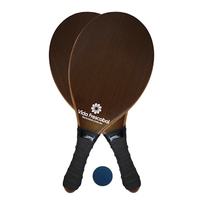 Vida Frescobol Dark Brown Beach Paddleball Racquet Set