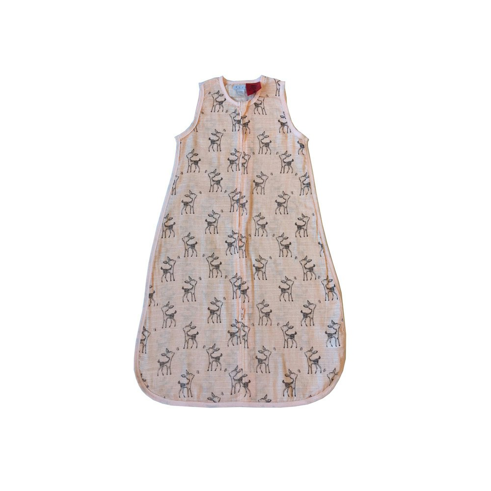 Plum Pink Deer Muslin Sleep Bag 0.5 Tog