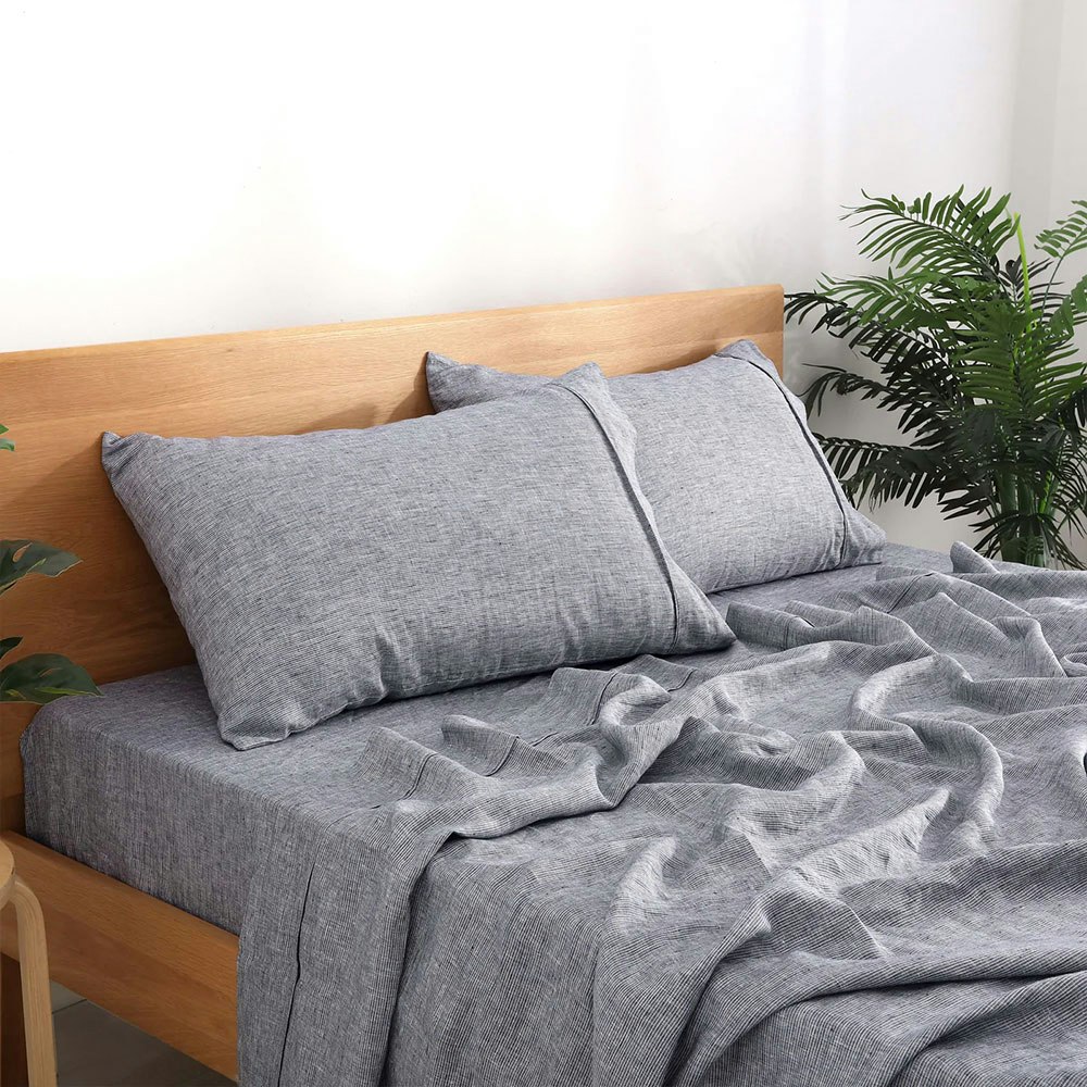 Natural Home Classic Pinstripe Linen Sheet Set 3