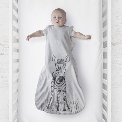 Plum Jersey Sleep Bag 1 Tog Grey Zebra with Baby