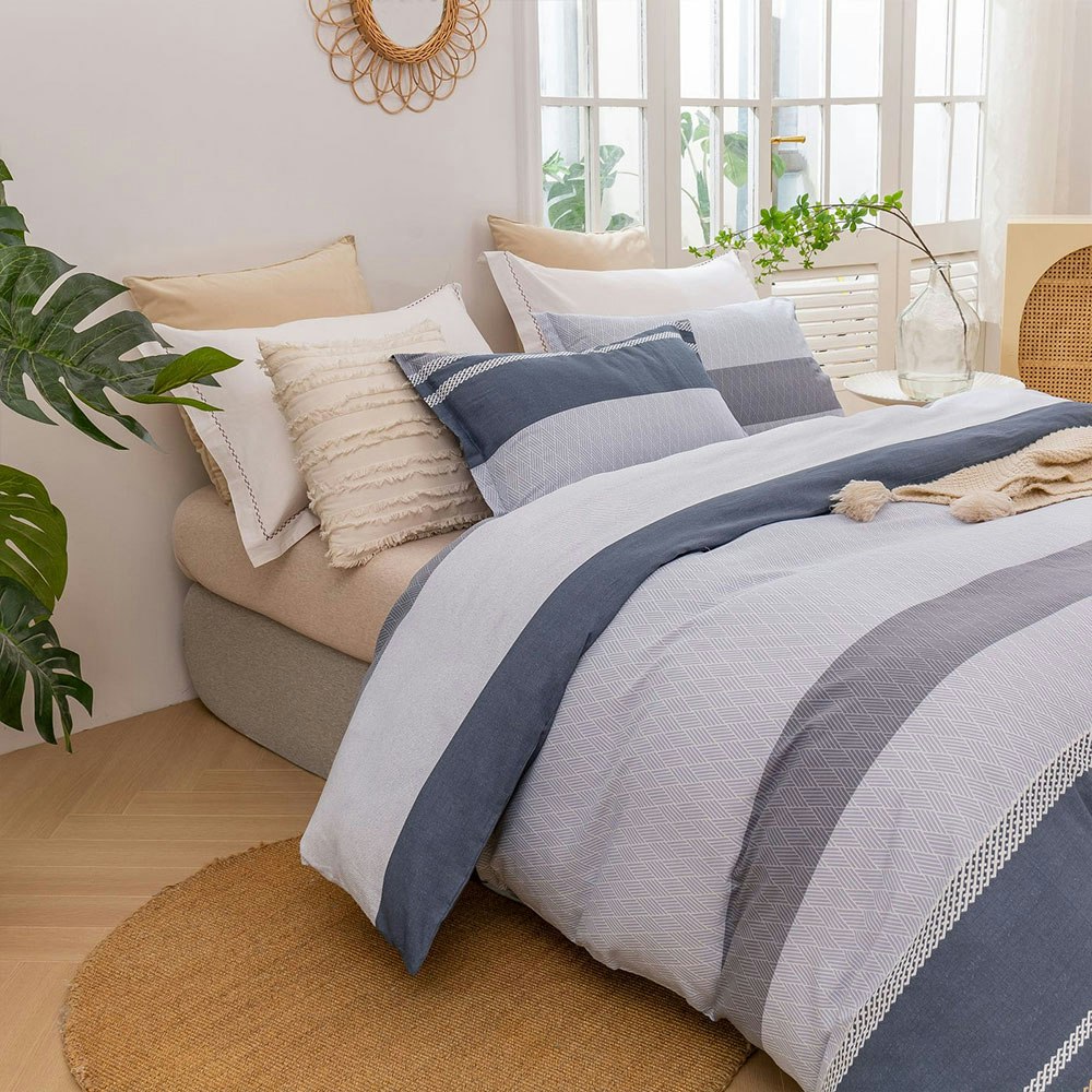 Dreamaker Portofino Stripe 100% Cotton Quilt Cover Set 4