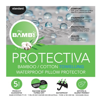 Bambi Protectiva Waterproof Towelling Bamboo Cotton Pillow Protector