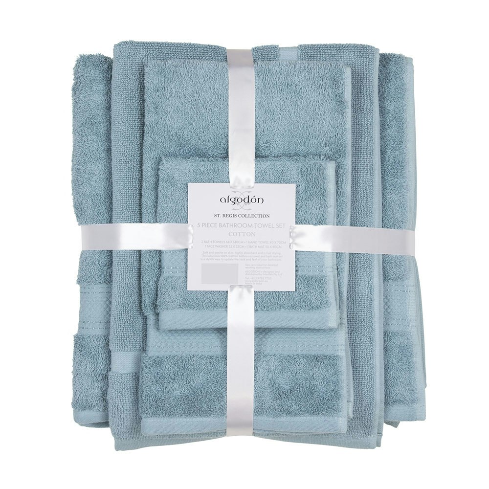 Algodon St Regis 5 Piece Cotton Bath Towel Set Mist
