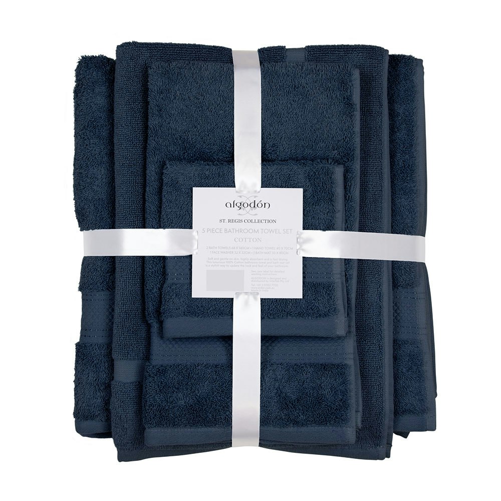 Algodon St Regis 5 Piece Cotton Bath Towel Set Navy