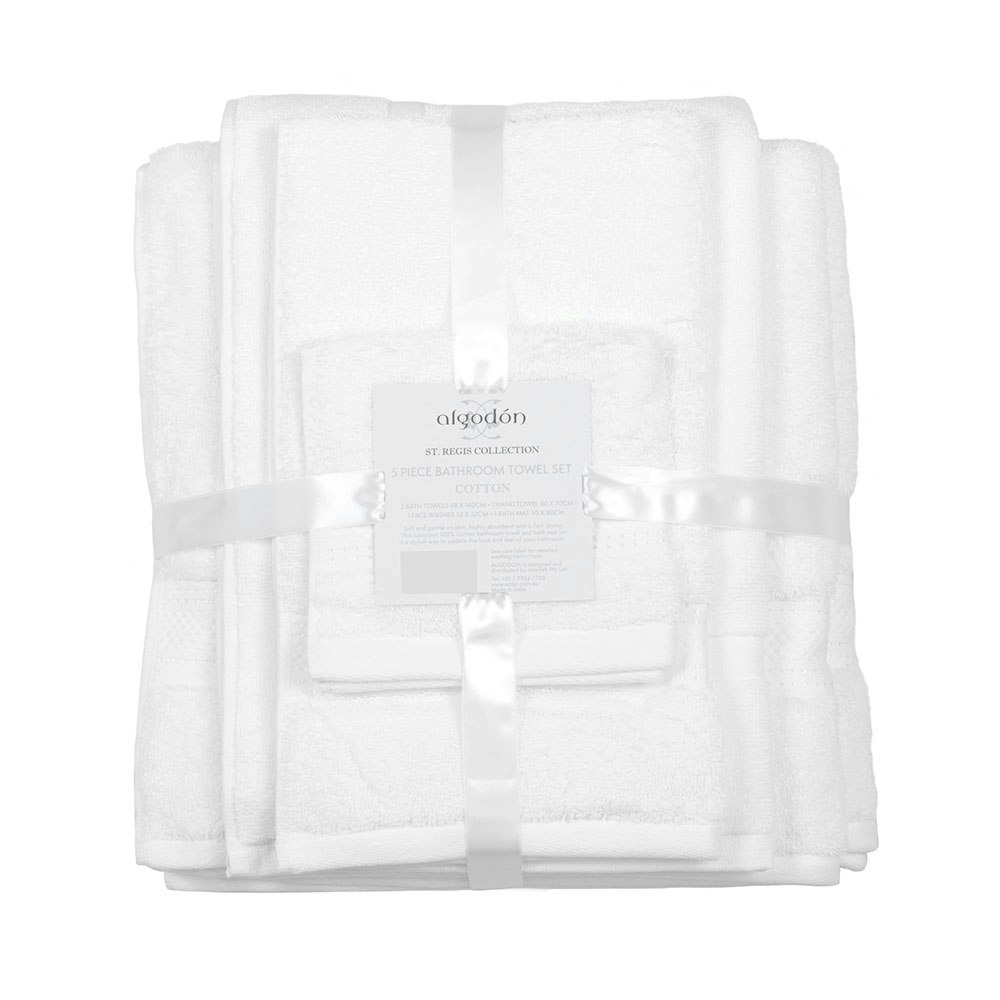 Algodon St Regis 5 Piece Cotton Bath Towel Set White