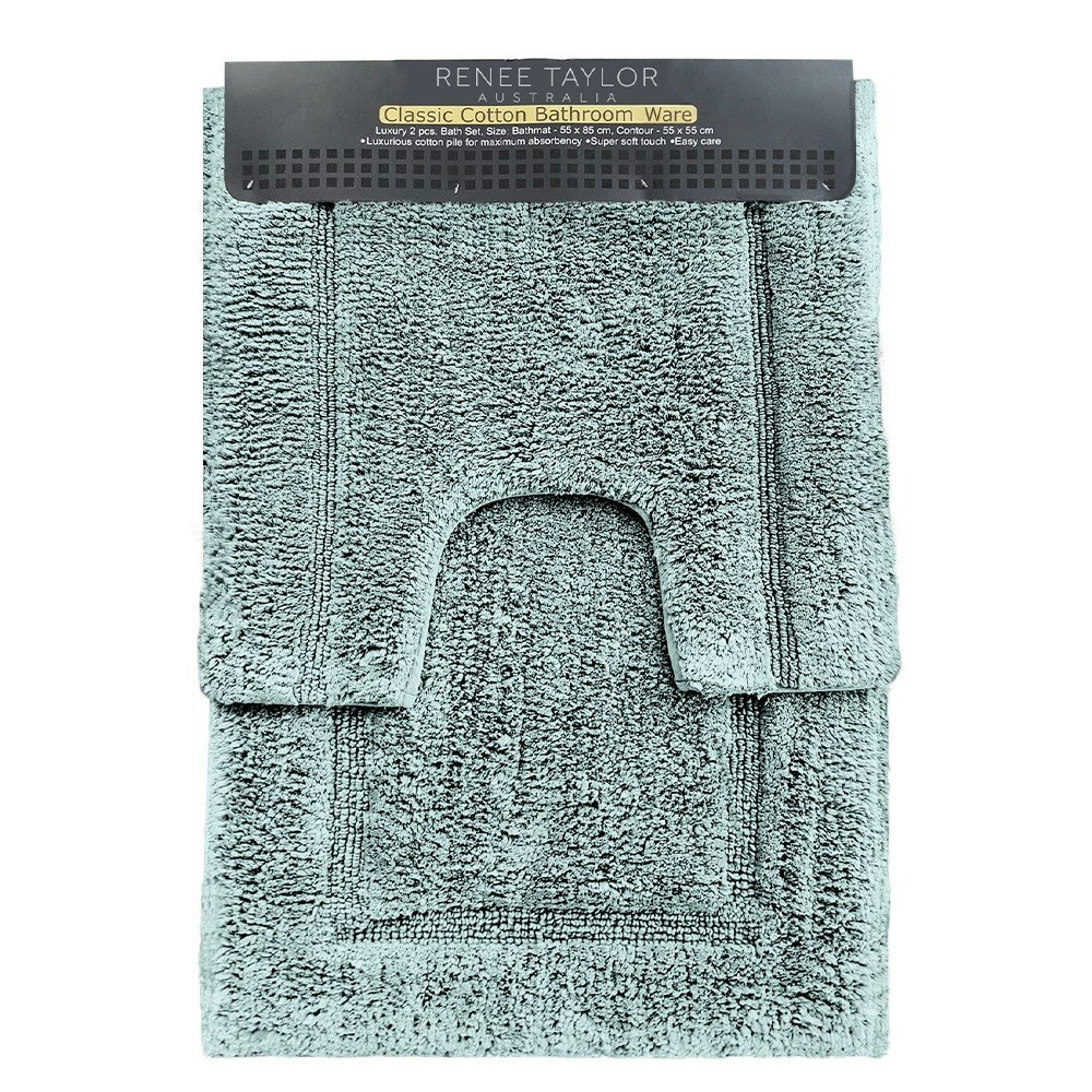 Renee Taylor 2 Piece 2200 GSM Tufted Bath Mat Set Gray Mist