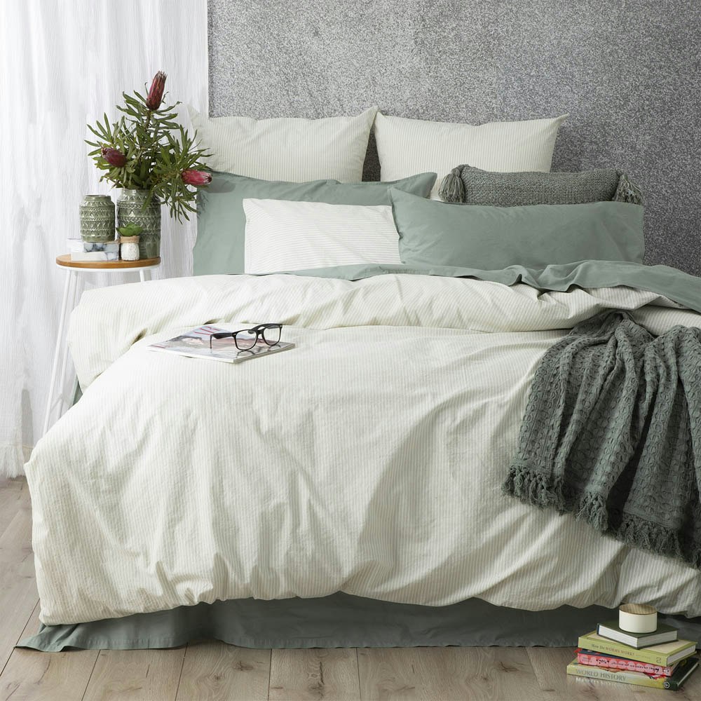 Renee Taylor Portifino Yarn Dyed Vintage Washed Cotton Quilt Cover Set Forest 
