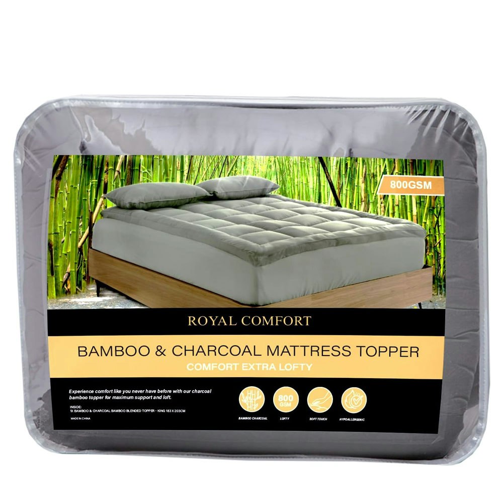 Luxury 800 GSM Bamboo Charcoal Blend Mattress Topper Packaging