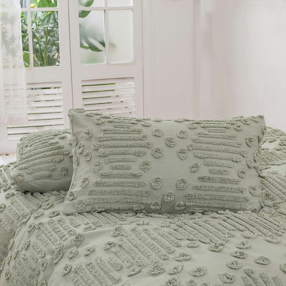 Dreamaker Fletcher Ultrafine Tufted Chenille Quilt Cover Set 4
