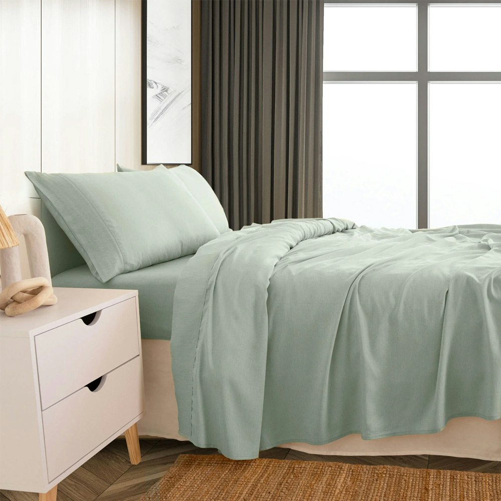 Royal Comfort Ultra Soft Linen Blend Sheet Set Sage Green