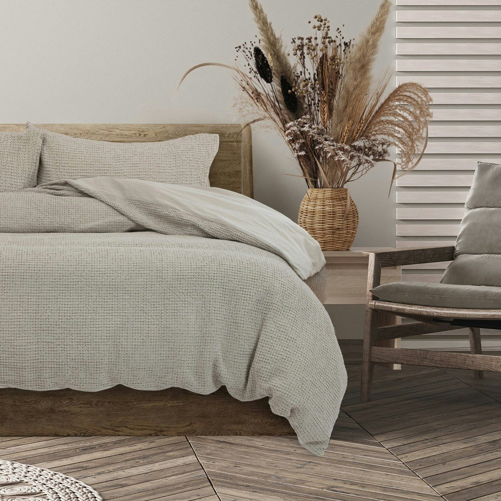 Algodon Ranch Cotton Waffle Quilt Cover Set Sand