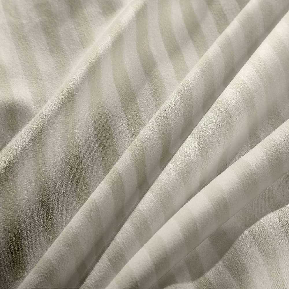 Royal Comfort 1000TC 3 Piece Striped Blended Bamboo Quilt Cover Set - Queen Sand - Fabric Close up