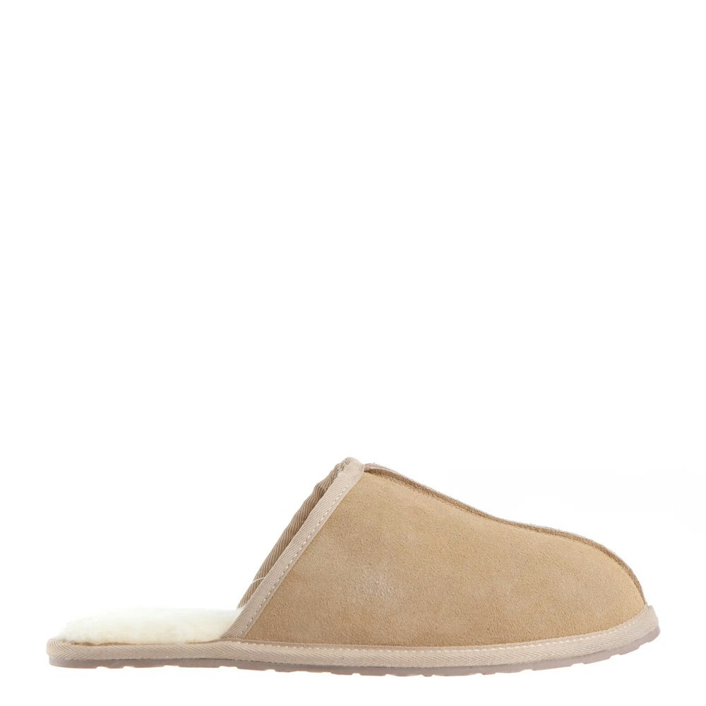 Uggaroo Beige Leather Scuff Slippers Mens