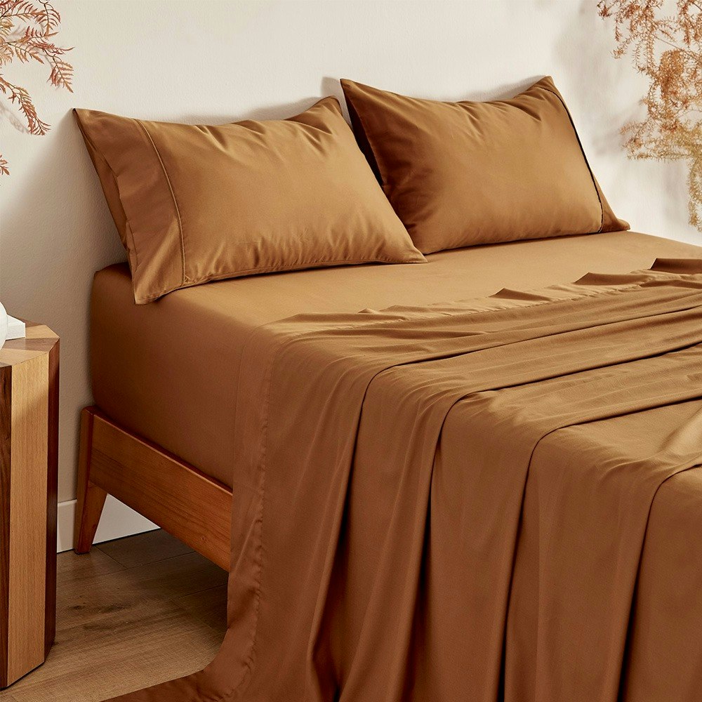 Serene 400TC Bamboo Cotton Blend Sateen Sheet Set Rust