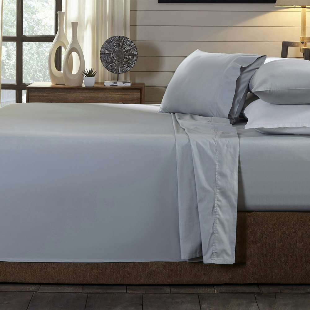100% Organic 4 Piece Cotton Sheet Set New Graphite