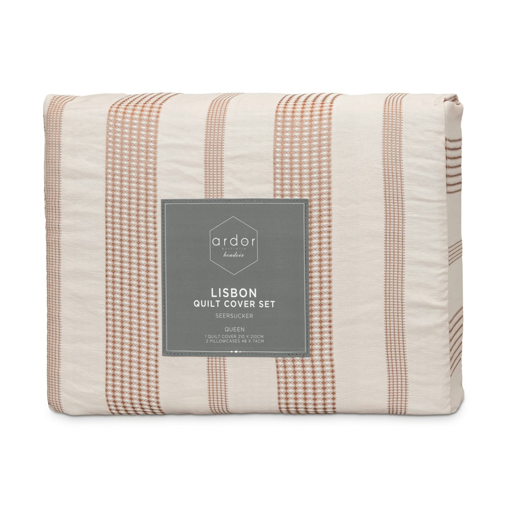 Ardor Boudoir Lisbon Seersucker Quilt Cover Set Shell