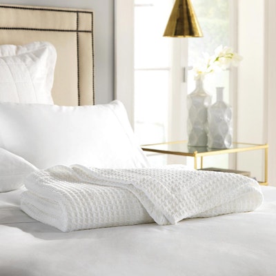 Sheridan Cotton Waffle Blanket on bed