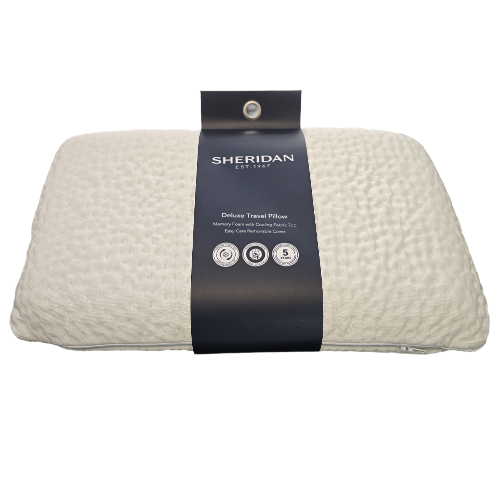 Sheridan Deluxe Memory Foam Travel Pillow Pack Shot