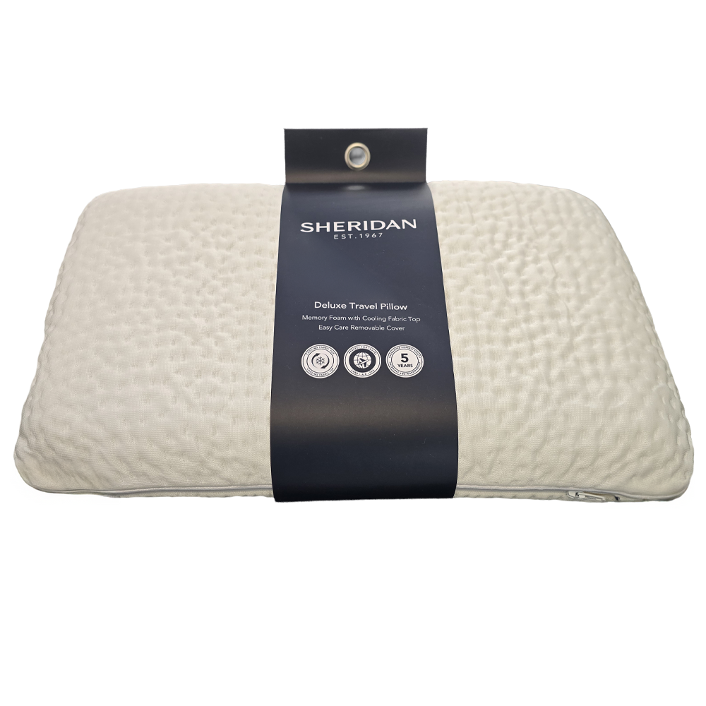 Sheridan Deluxe Memory Foam Travel Pillow Pack Shot
