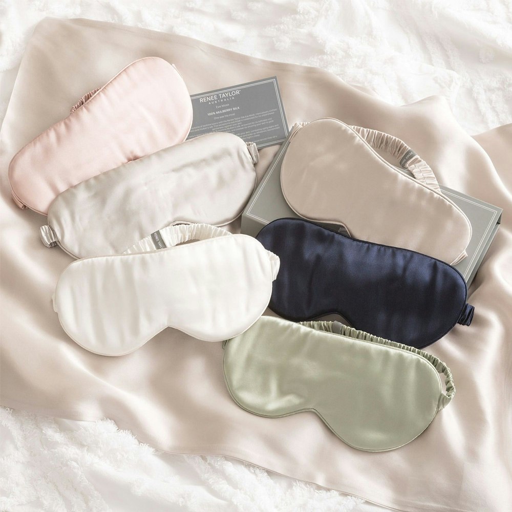Renee Taylor 100% Mulberry Silk White Eye Mask Assorted
