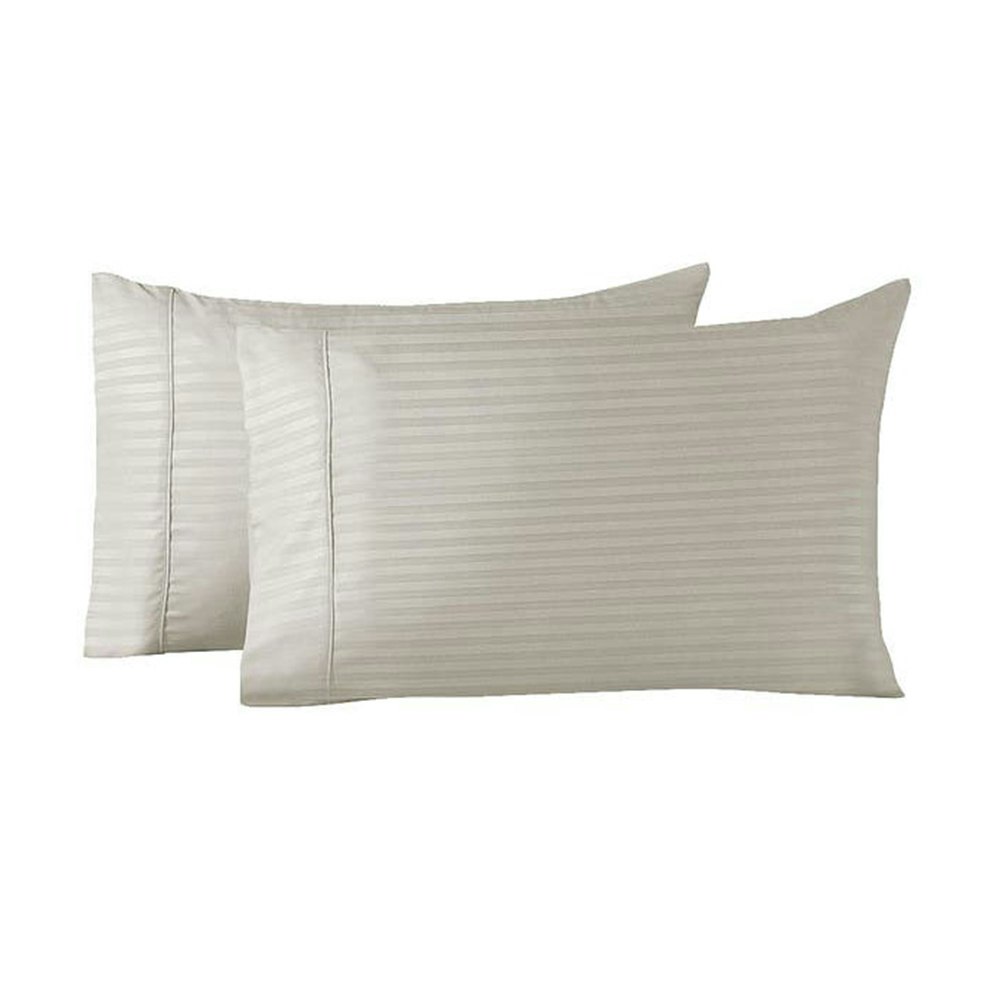 Royal Comfort Blended Bamboo Pillowcase Twin Pack With Stripes - Silver Grey