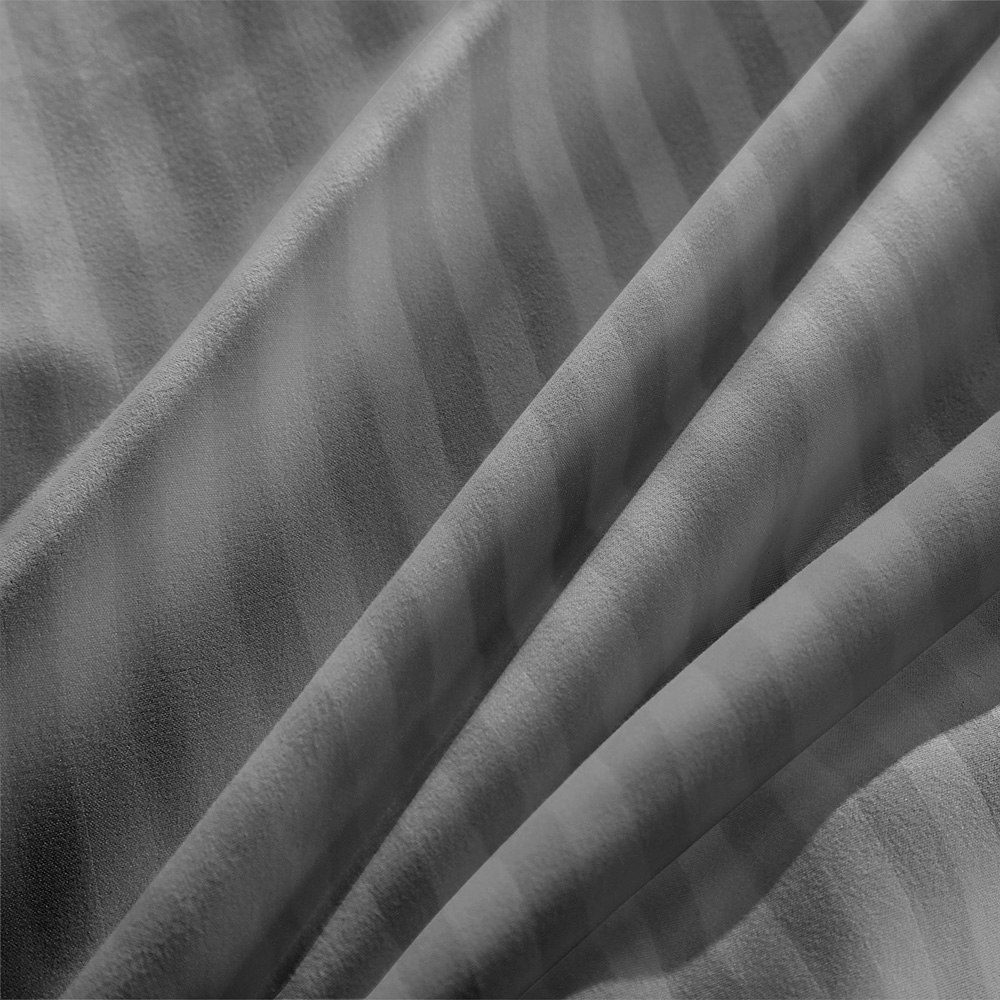Royal Comfort 1000TC 3 Piece Striped Blended Bamboo Quilt Cover Set - Queen Silver Grey - Fabric Close up