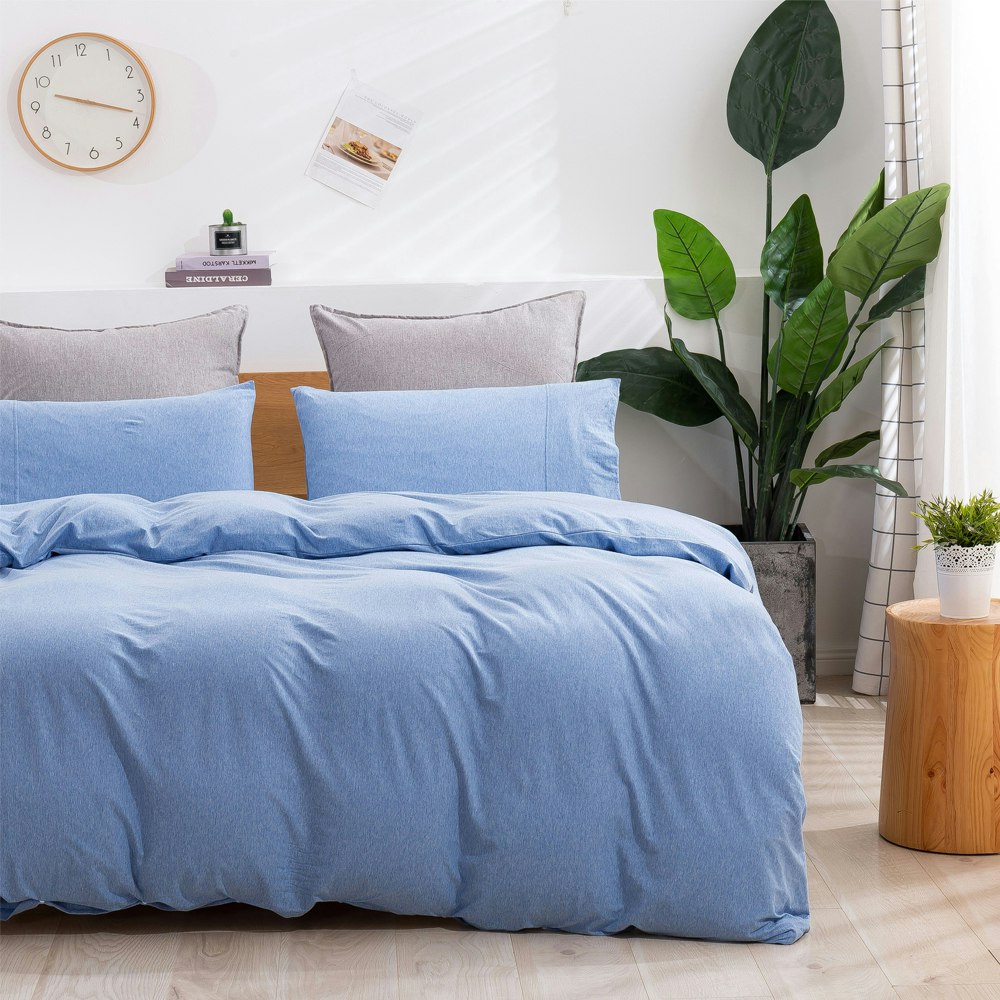 Dreamaker Sky Blue Cotton Jersey Quilt Cover Set