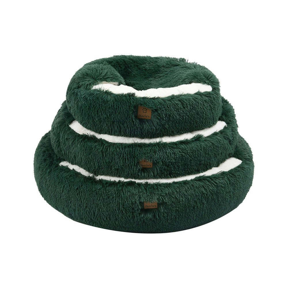 Charlie's Snookie Hooded Pet Bed in Faux Fur Eden Green 2