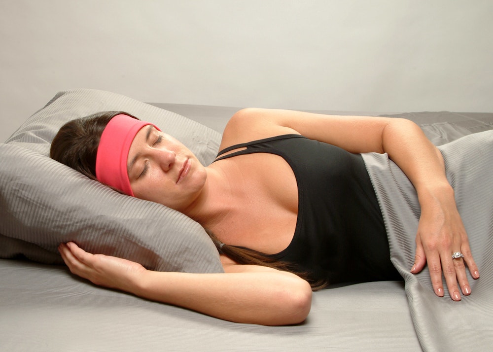 Classic Breeze SleepPhones Headband Sleep Headphones Sunset Pink Woman